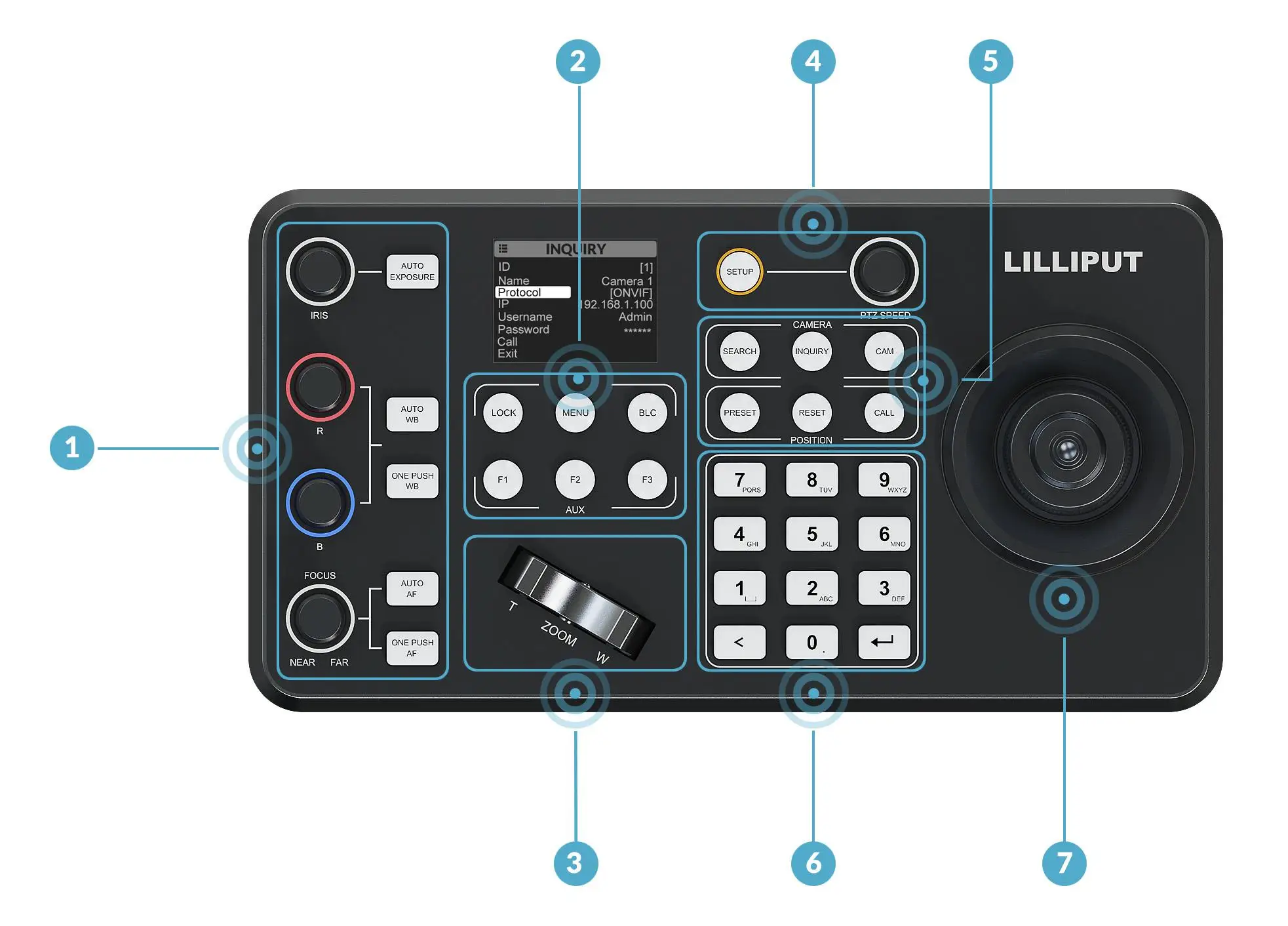 Lilliput K1 Professional PTZ Joystick Camera controller Serial IP Broadcast Video conferencing Camera keyboard controller