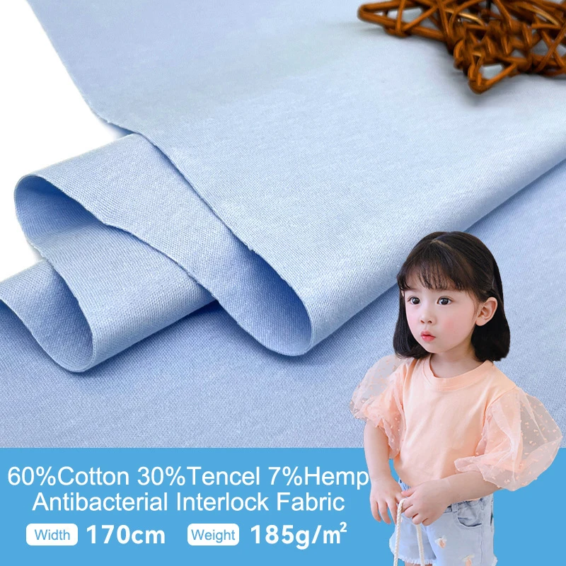 2025 stock wholesale 60%cotton 30%tencel 7%hemp 185gsm Jersey fabric fabrics for clothing