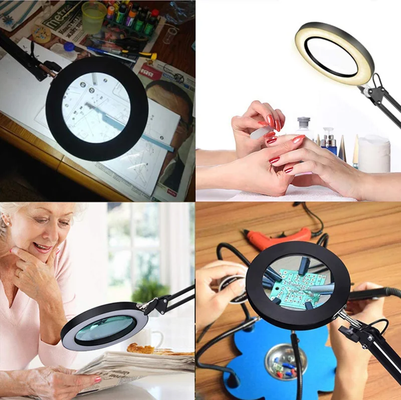 Large size lens led magnifying lamp dermatologist magnifying glass with light