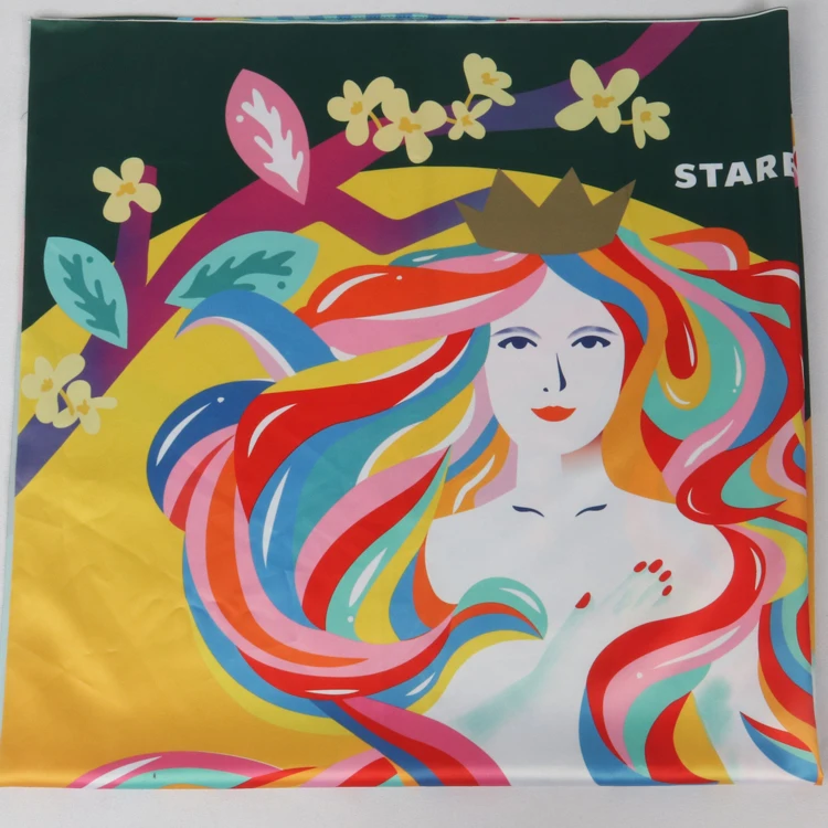 OEM soft smooth digital printing recycled satin silk like 50D polyester fabric for scarf