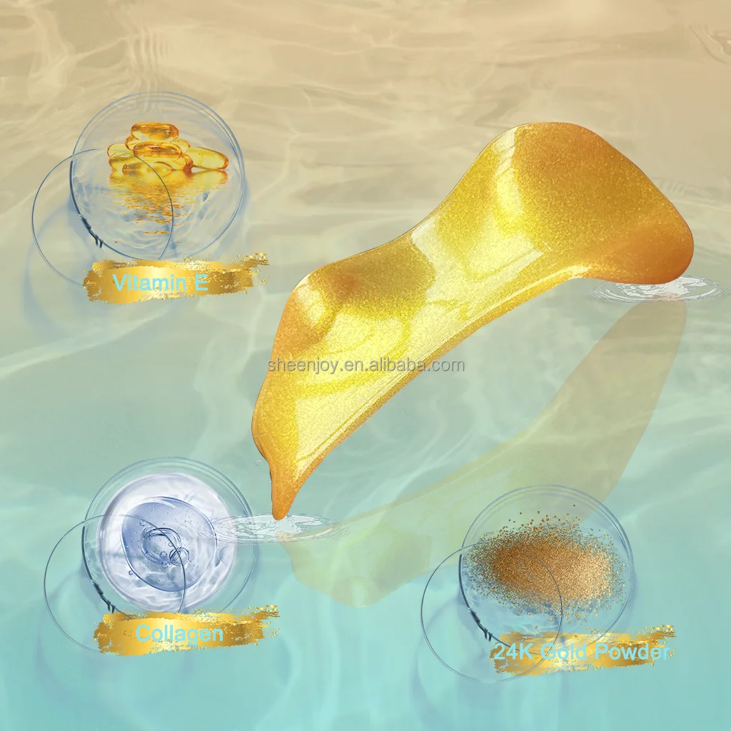 Crystal Gold Lady Series 24K gold Collagen Eye Pads Best under Gel Eye Mask Treatment Sheet Form Chemical Ingredient