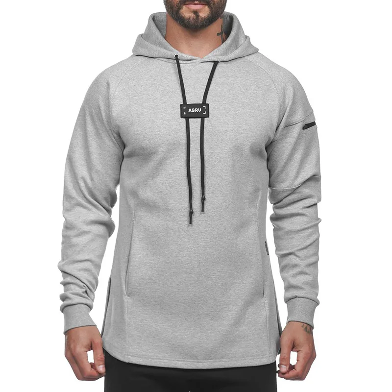 Fashion baju olahraga autumn winter solid men sportswear tops hooded jogging sweatsuit fitness hoodies sudaderas hombre