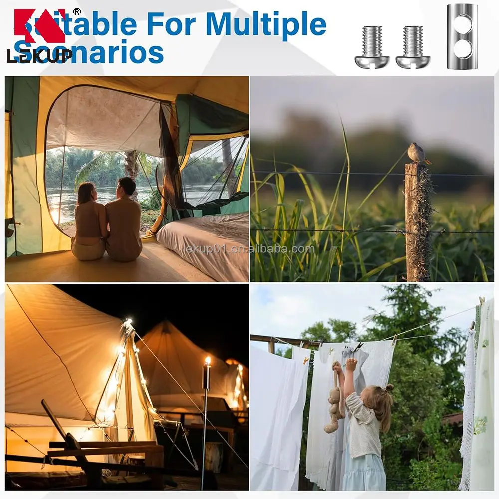 M4 Double Hole Clamp Clip with Screw Stopper I Shaped Cable Clamps Reusable Wire Rope Clip Clamp for 1-2.5mm Wire Rope Cable