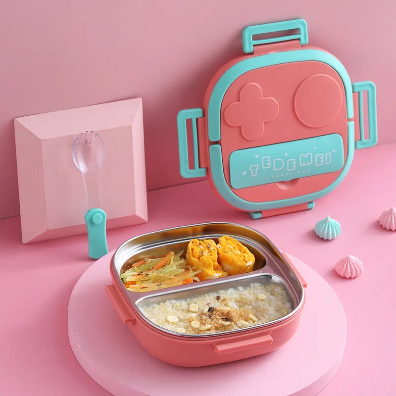 Factory wholesale 304 portable stainless steel lunch box Robot shaped lunch boxes for children and babies