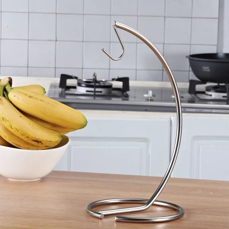 Banana Holder Hanger Stand Stable Metal Freestanding with Hook Modern Storage Design Banana Keeper