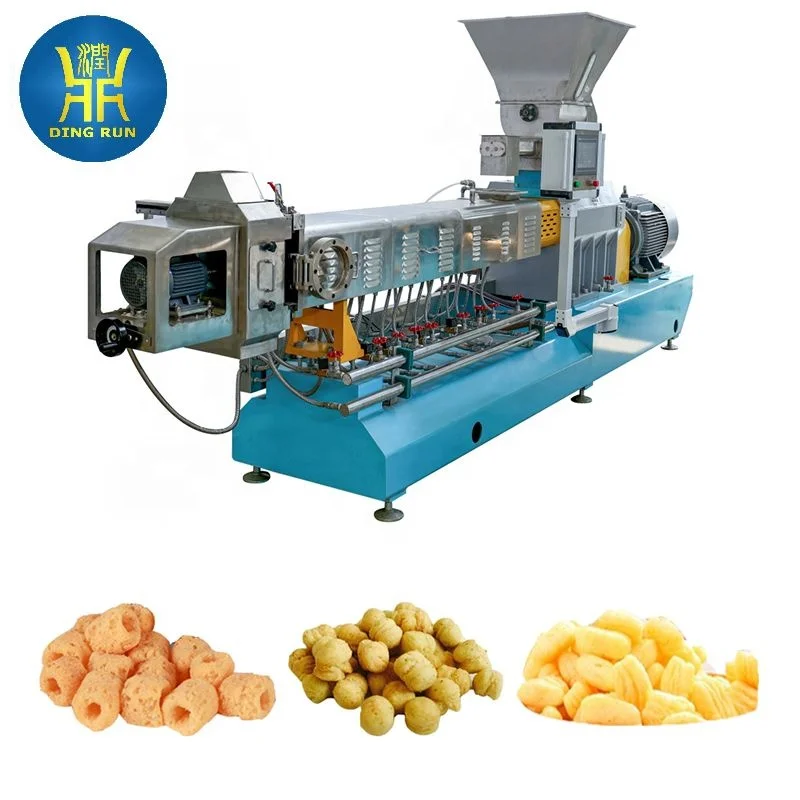 Maize Puffed Snacks Making Process Ring Snack Production Line Machine Electric Automatic Corn Extruder Plant