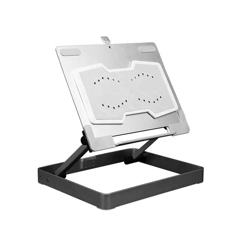 New Black Vertical Folding Laptop Stand Foldable Portable Extension Aluminum Alloy Cooling Pad