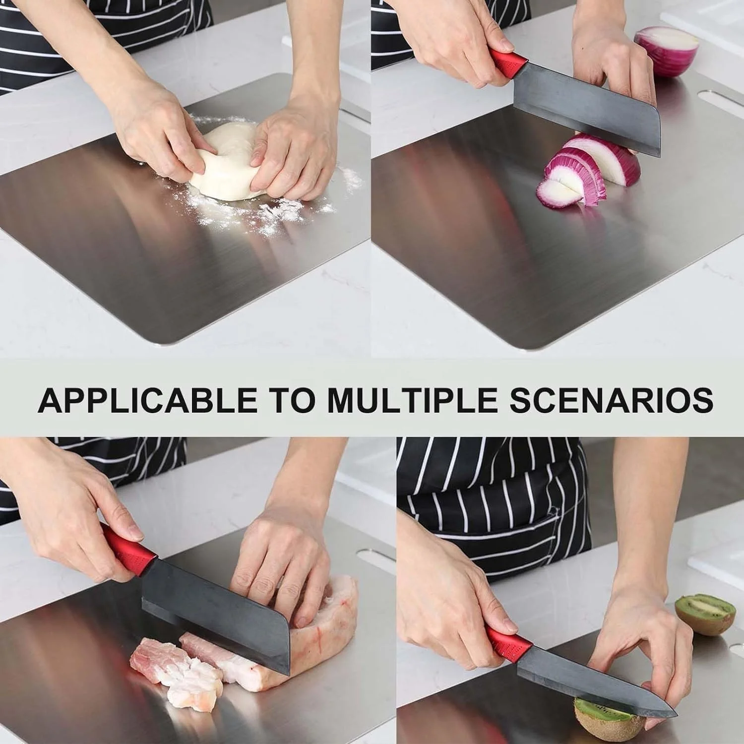 TRES help tool large non slip multifunction titanium 316 304 double sided stainless steel cutting boards for kitchen household