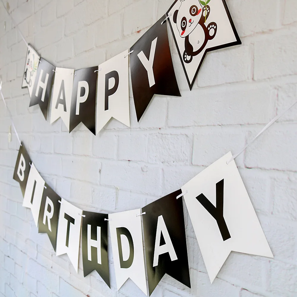 
Chinese panda Banner Happy Birthday Banner Party Decor Bunting Photo Booth Props Signs Wedding & Party Decoration 