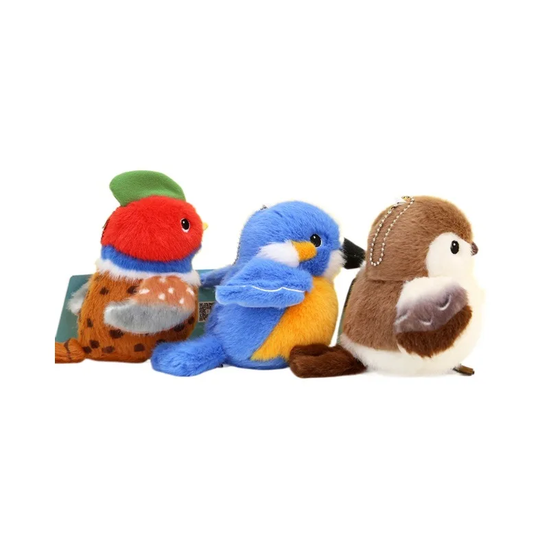 Nest Sparrow Simulation Plush Birds Cute Kingfisher Plush Keychains Parrot Soft Toys for Bag Pendant Kids Gift