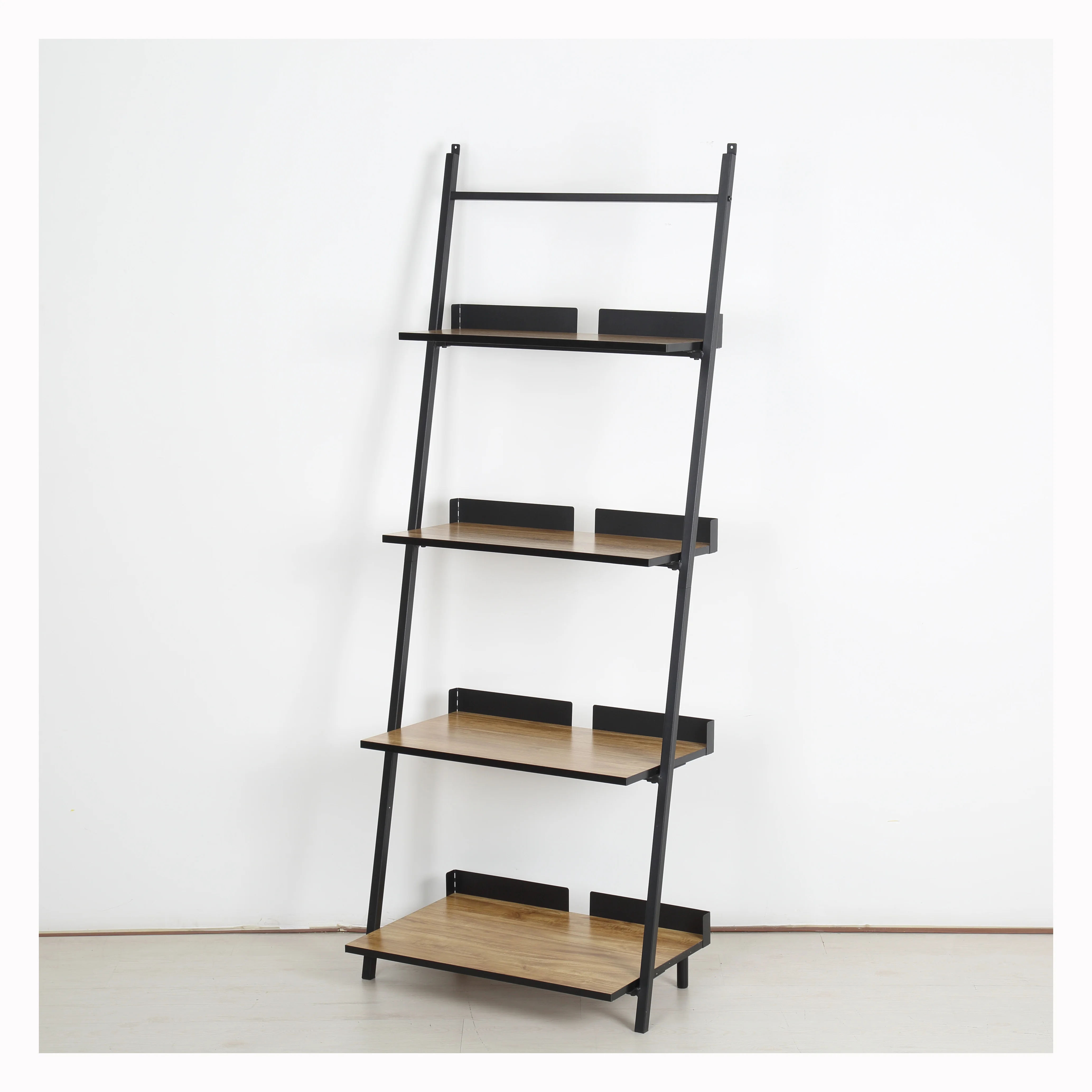 Shelf dividers 4 tiers wood and metal modern wall retail  shelf simple design  metal bookshelf bookcase  shelves rack