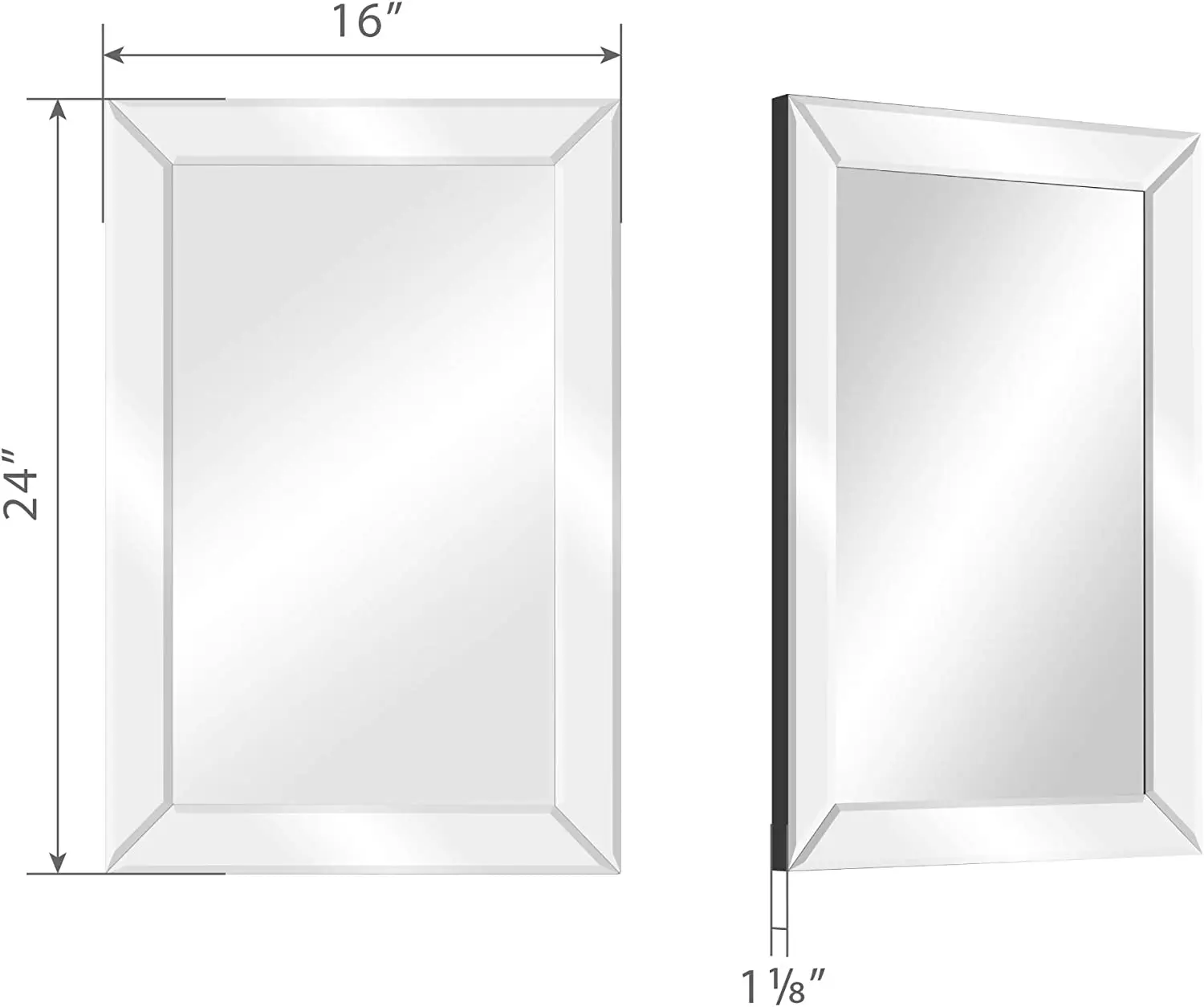 Modern style display large flexible rectangle wall mounted glass bath mirrors for home