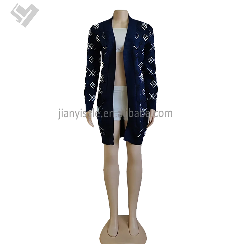 Famous Brand Women Fall Winter Luxury Clothing Contrast Color Knitted Cardigan Designer Print Long Sleeve Sweater Coat & Jacket