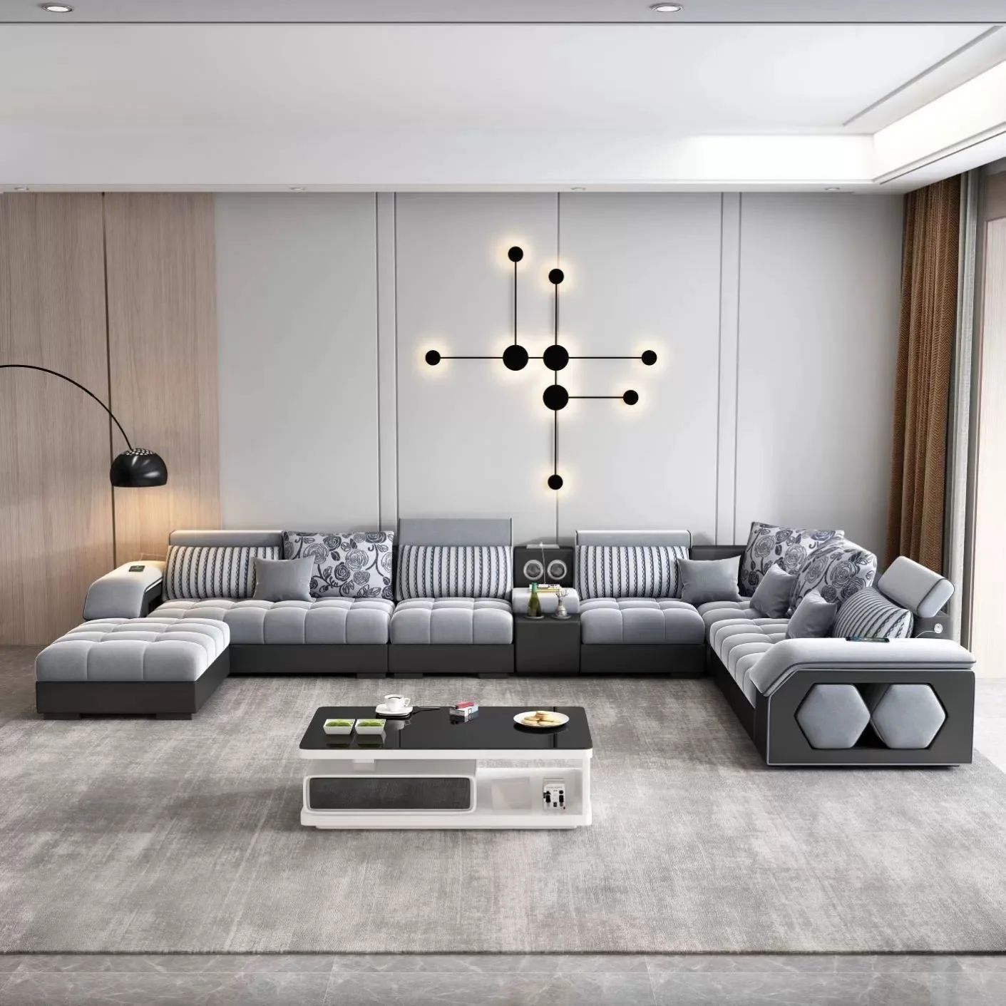 Wooden Sectional Sofa Set for Villa Kitchen Bedrooms School Furniture sofa with Removable and Extendable Features