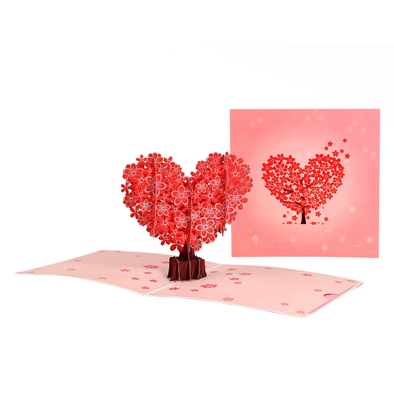Paper 3d Handmade Gift Flower Bouquet Custom Pop Up Cards Laser cut LOVE POP valentines day 3d pop up cards
