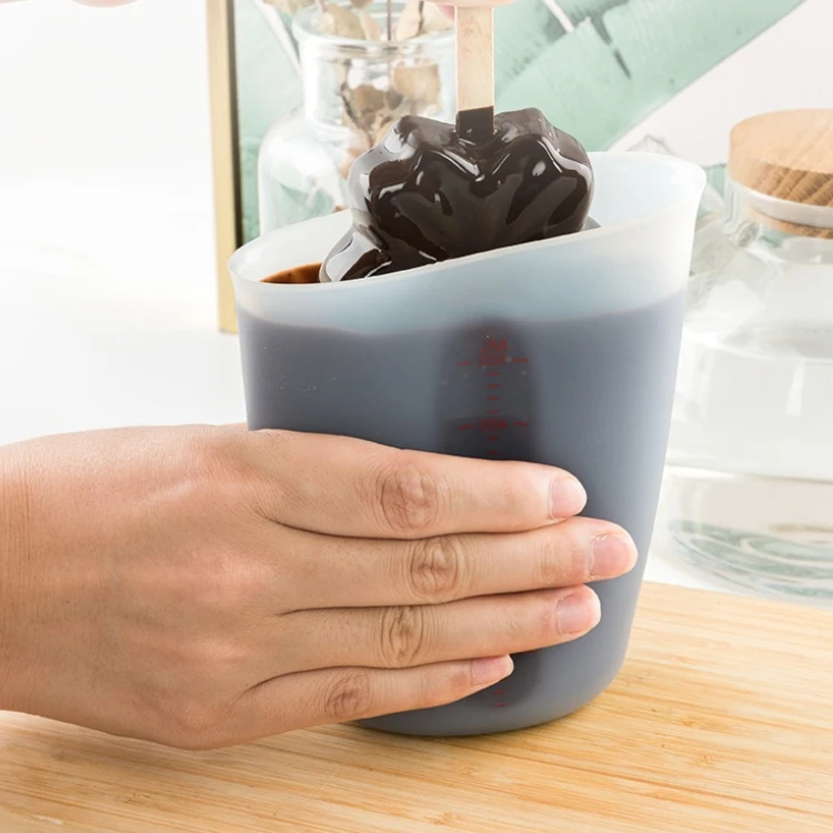 500ml Silicone measuring cup with scale reusable kitchen baking measuring cup washable for silicone bakeware