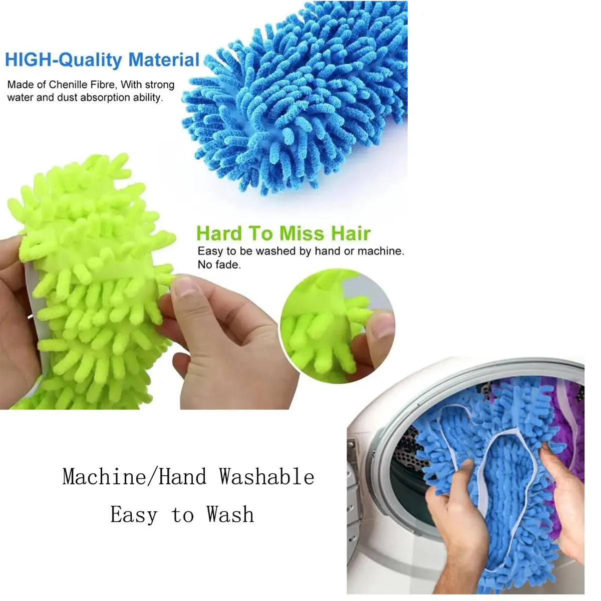 Washable Reusable Dust Duster Mop Slippers Shoes Cover Cleaning Floor House Office chenille mop pad