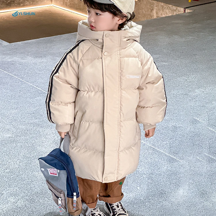Hot sale fashion girls long down jacket fall and winter youth children solid cotton coat children hooded jacket