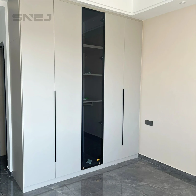 SNEJ Modern High Gloss Wardrobe Bedroom 2 Door Slaiding Door Standard Wardrobes Custom Systems Design Wood Bedroom Cupboards