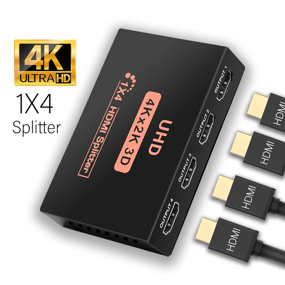 4K HDMI-CompatibleUHD 4port 1 in 4 out Video Switch Switcher 1x4 HDMI Splitter Amplifier Adapter  For HDTV DVD PS3 Xbox
