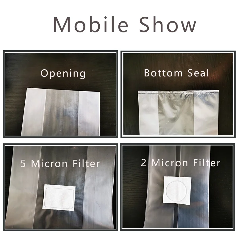 Factory Direct High-Temperature Resistance Mushroom Growing Kit 13x12x50 cm Shiitake PP Clear Grow Bags Custom Filter Patch Bag