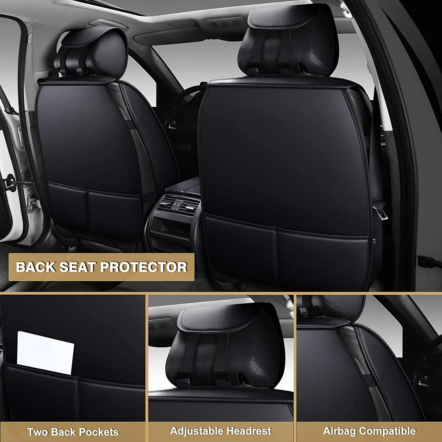 FRONT PAIR Leather Car Seat Cover Luxury Waterproof Car seat protector Universal for Car Seat