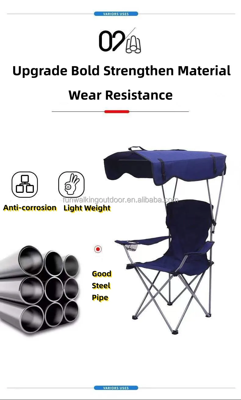 Custom Design Logo Printed Outdoor Sea Beach Sunshade Chair Portable Lazy Chair Fishing Hiking Folding Foldable Camping Chair