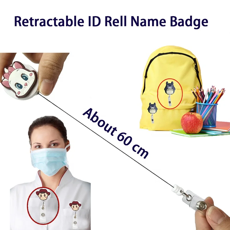 Stitch Wholesale Retractable Blue Animal Id Retractable Badge Holder Pull Reel Nurse ID Name Card