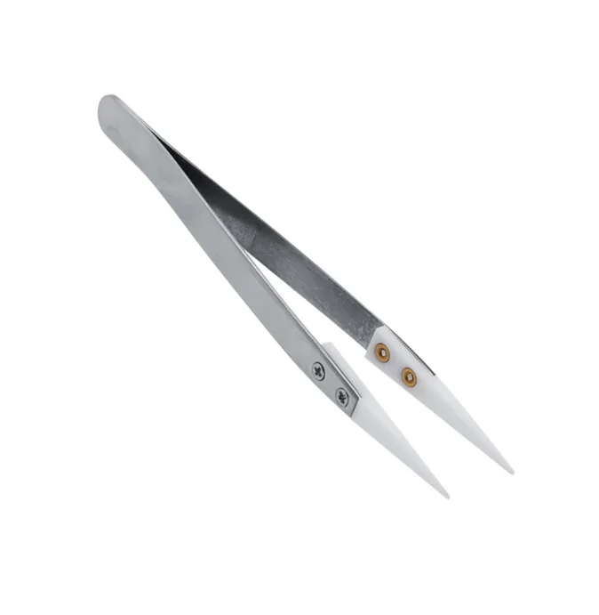 Ceramic Heat Resistant Tweezers Durable Stainless Steel Non Conductive Ceramic Pointed Tip Forceps DIY Tools Hand Tool