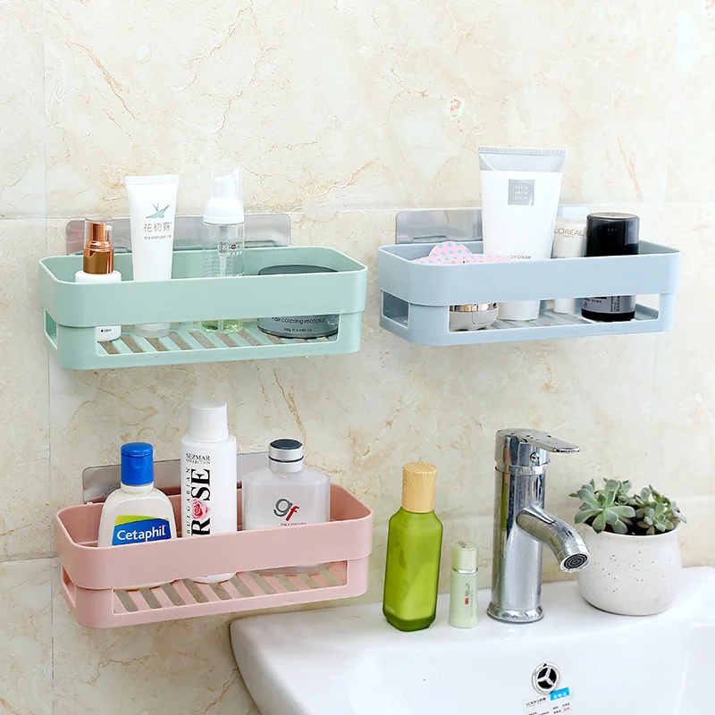 Factory direct sale free punch bathroom rack bathroom kitchen dormitory plastic wall hanging rack wholesale