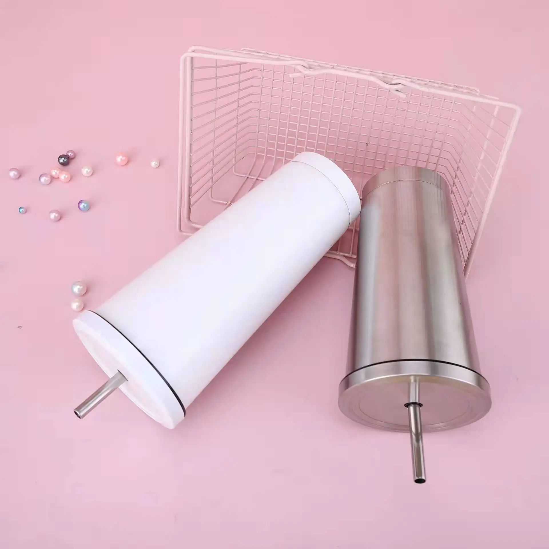 Custom Logo mix color 500 ml Outdoor Travel Double Wall Stainless Steel travel Coffee Mug With Straw