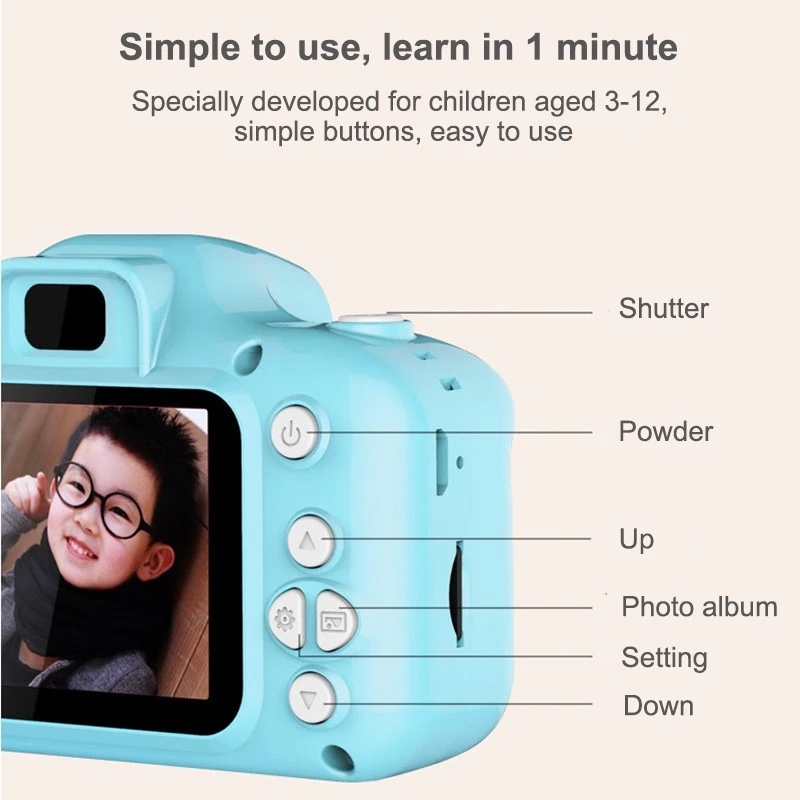 Smart Kids Learning Toys 2.0 Inch Screen HD 1080P Video Mini Dslr Digital Kid Children Camera With Silicone Protective Sleeve