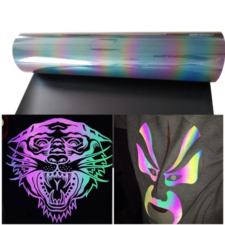 Rainbow Color Reflective HTV Heat Transfer Vinyl Material For T-shirt