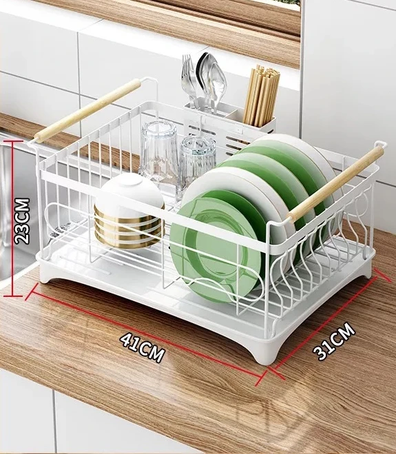 
Stainless Steel Dish Drying Rack With Water Container Kitchen Plate Rack 