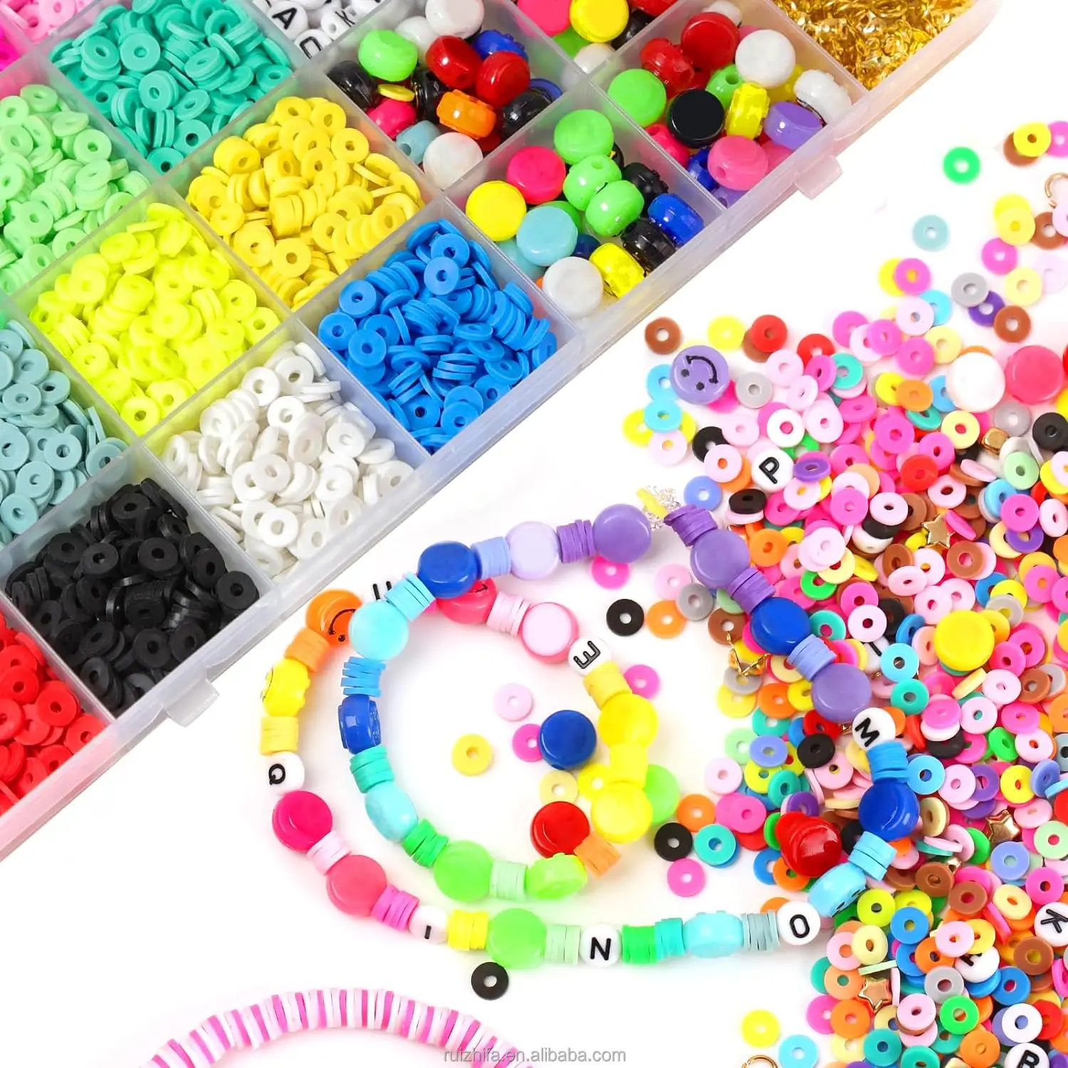 Fashion 6 mm Handmade Polymer Clay Spacer Beads Kit Disc for Earring Bracelet Necklace Jewelry DIY Craft Making