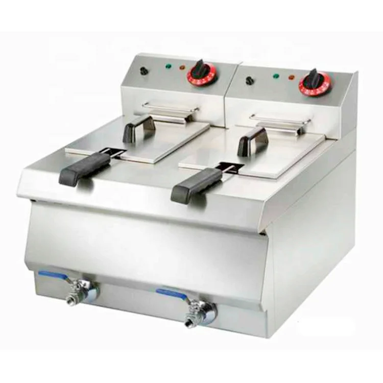 Hot Sale Restaurant Cooking Equipment Commercial Stainless Steel Countertop Electric 2 Tank Fryer