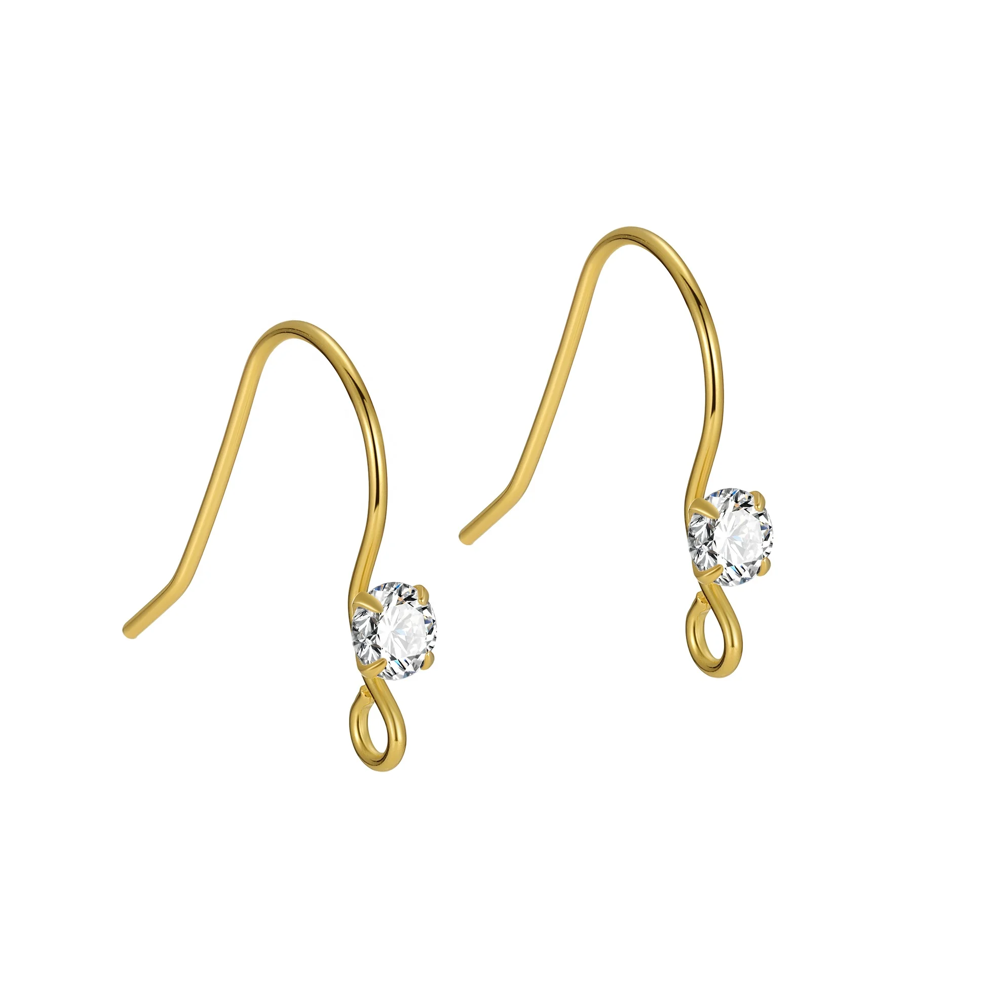 New Arrival 925 Sterling Silver Earrings wire with ring Zirconia Earrings For Jewelry Making