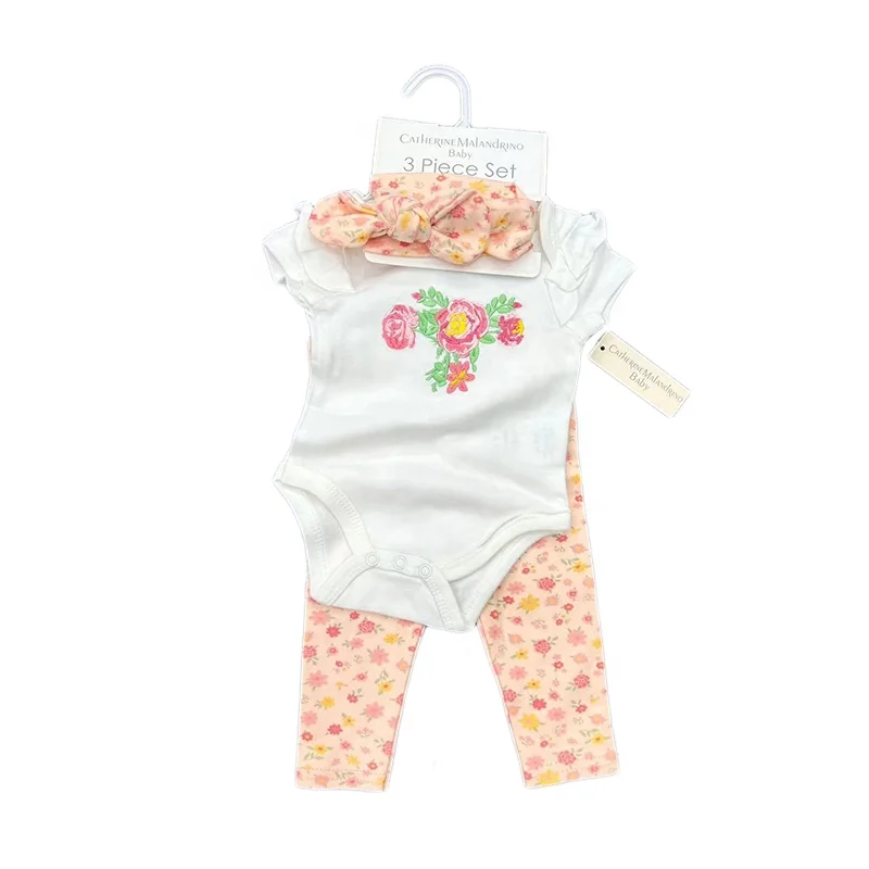 2024 High quality Newborn Bodysuit Clothes Baby Romper Jumpsuit Tops Pants Headband Outfits Sets 0-9 Months hot Girls Clothing
