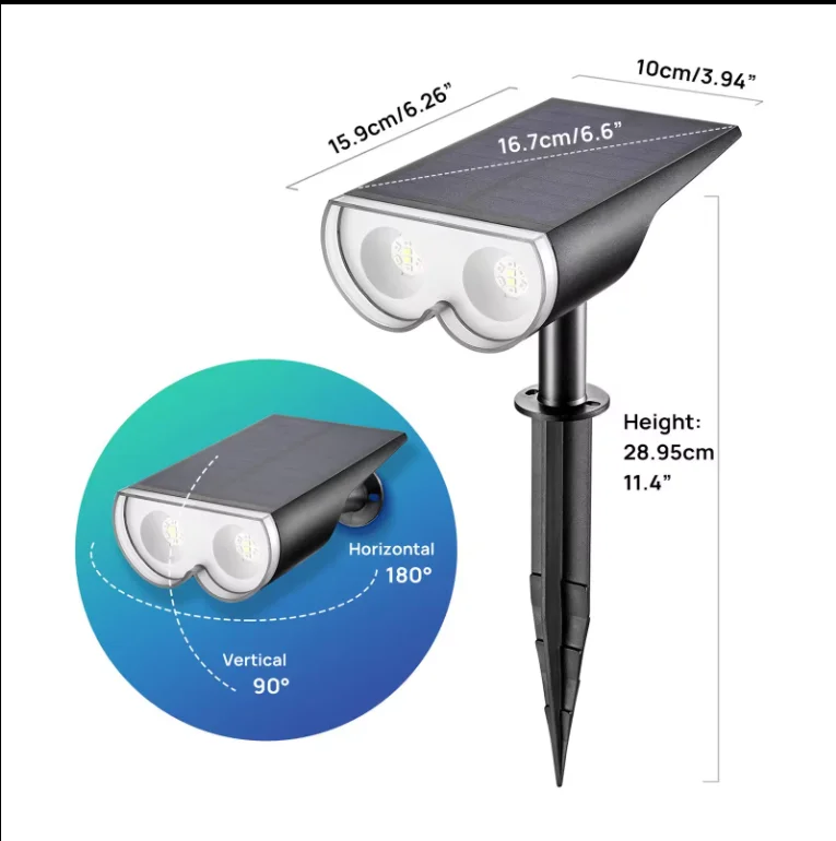 IP67 Waterproof Solar Powered Garden Lights Outdoor Landscape Spotlights with Spike Changing Solar Spotlights for Outdoor Use