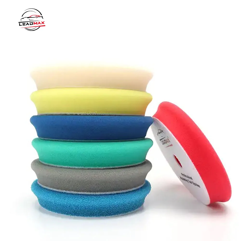 Wholesale Factory LEADMAX Rotary Machine 6 Inch DA Foam Car Polishing Buffing Pad Polisher Polybag Sponge Wave Accepted