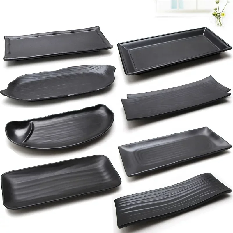 TaiYuanMei Manufacturer Beautiful Unbreakable Easy Washing Black Melamine Plates For Restaurant