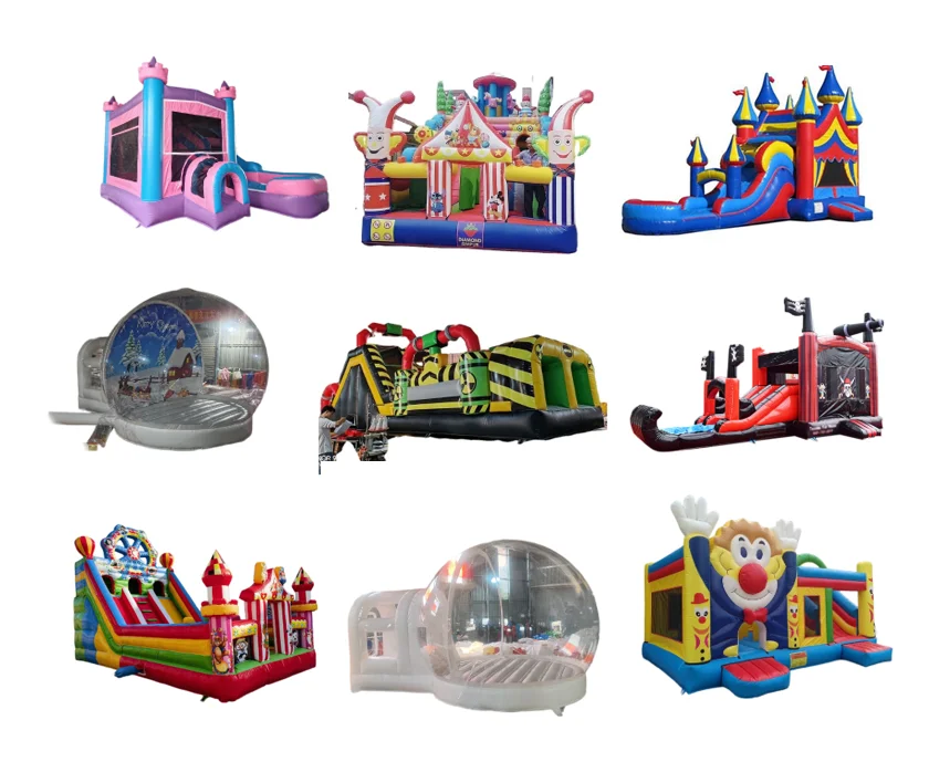 Top sales pvc commercial outdoor large kids inflatable dry wet slides bouncer castle complex games for sales