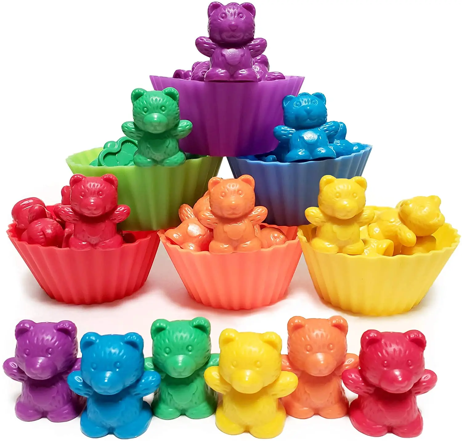 Preschool Math Rainbow kids counting toys counting bears with matching sorting cups