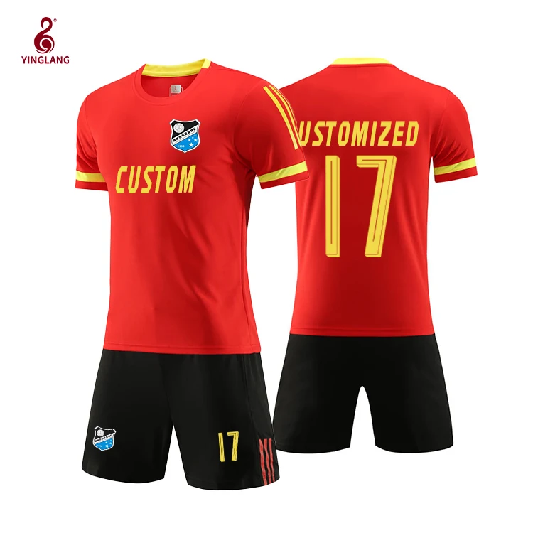 Wholesale Men Football Shirts Soccer Wear Uniform Football Jersey Custom Soccer Jersey Set Kids Soccer Wear