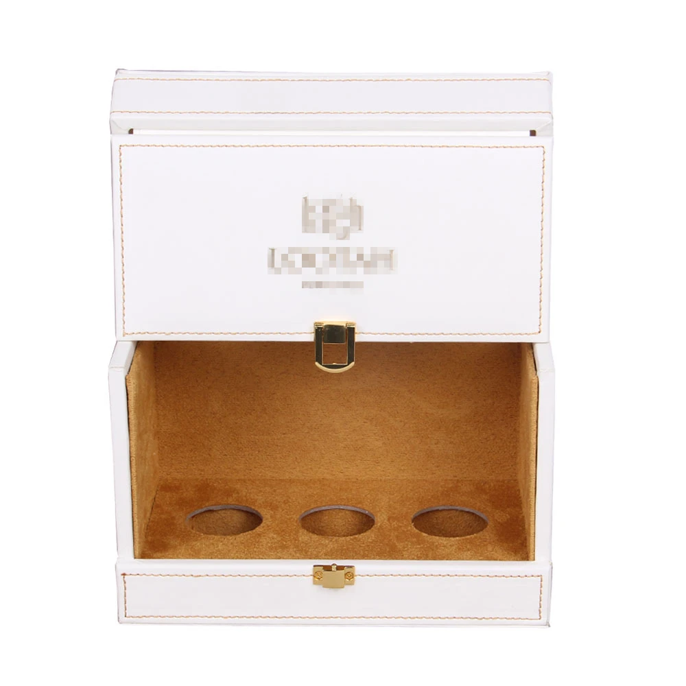 Роскошный изящный индивидуальный футляр для парфюма из искусственной кожи с 3 отделениями мужчин и женщин подарочный упаковочный хранения