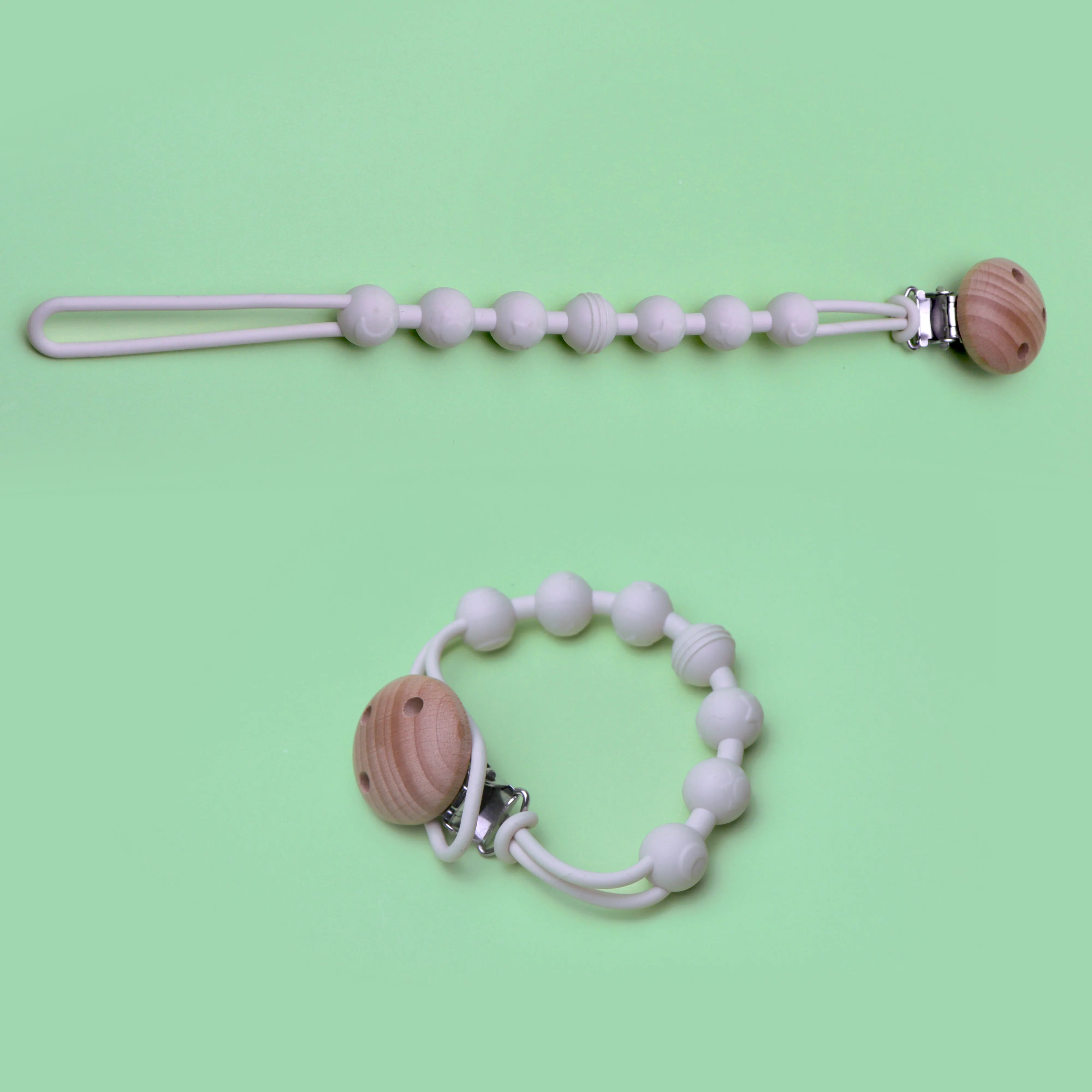 Bpa Free Beads Silicone Teething Pacifier Clips Baby Pacifier Chain For Baby Wooden Silicone