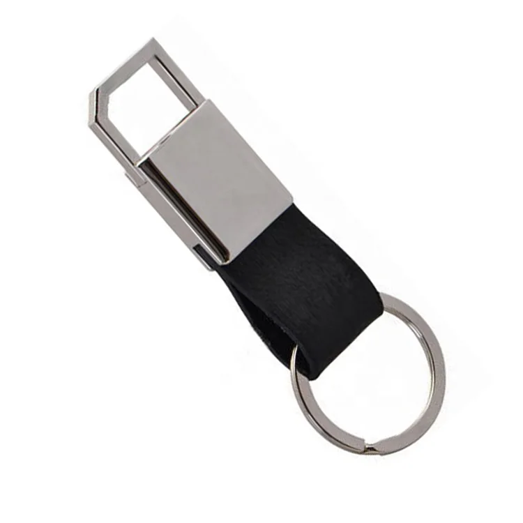 Gift Trend 2024 vip Business Car Giveaway Fashion Cheap Black Blank Genuine Leather Keychain