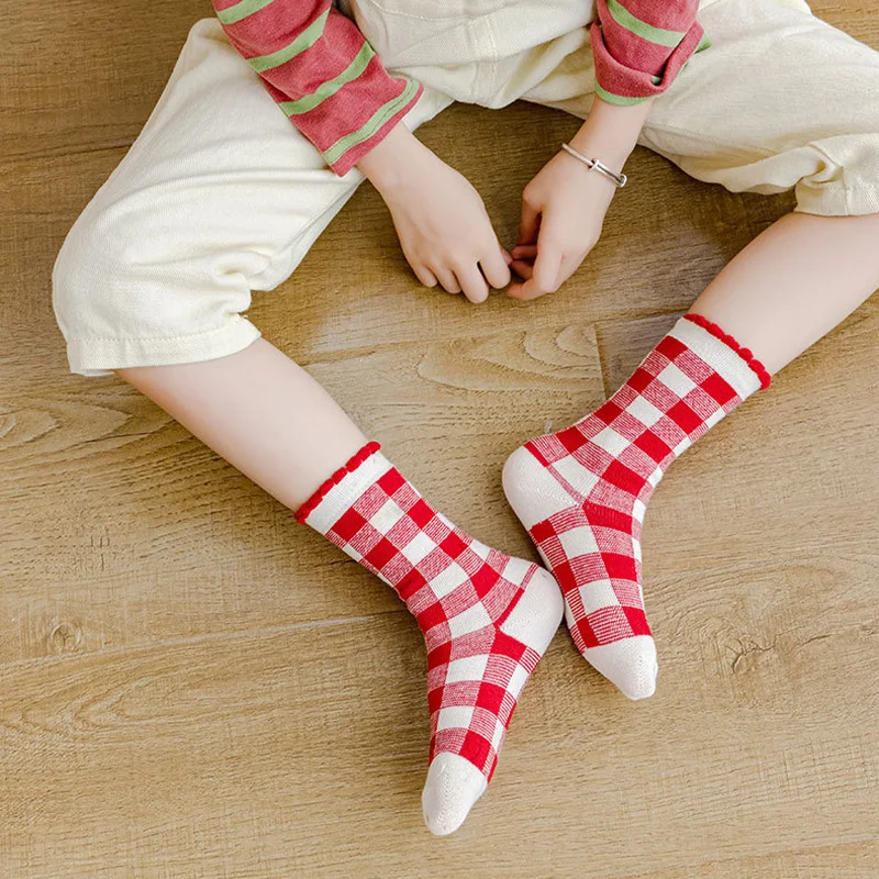 Новорожденные рождественские вязаные детские носки набор новорожденных маленьких девочек носки с оборками