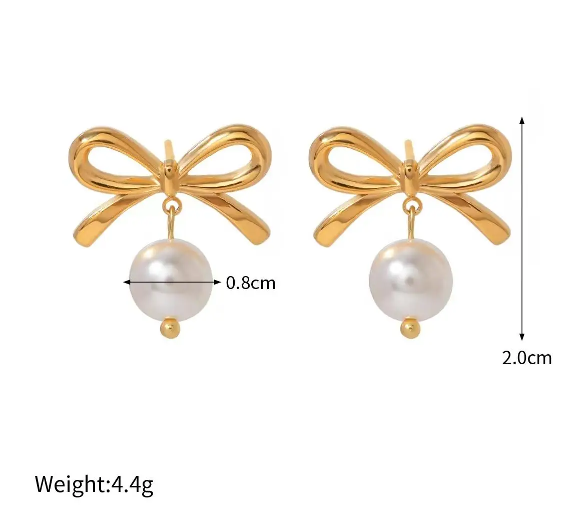 Fashion Jewelry Stainless steel CC hoop earrings freshwater pearl 18k gold plated waterproof non tarnish earrings