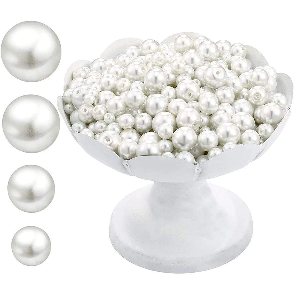 
Handcrafted Bright White Imitated Pearl Beads Set With Stretchy Crystal Cord 4 Pieces Beading Needles for DIY Jewelry Making 